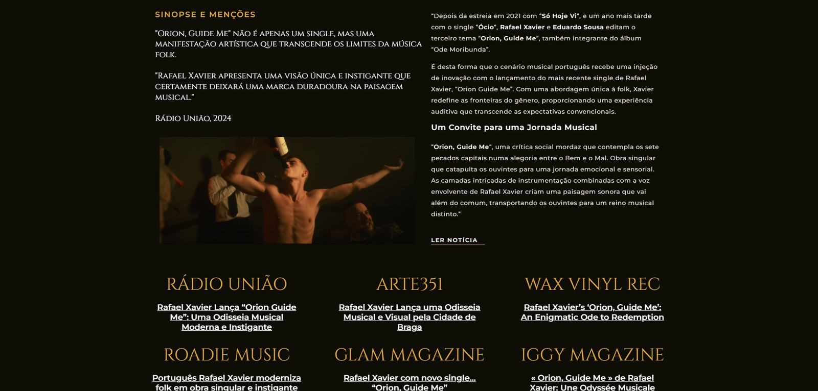 Rafael Xavier Musician website homepage